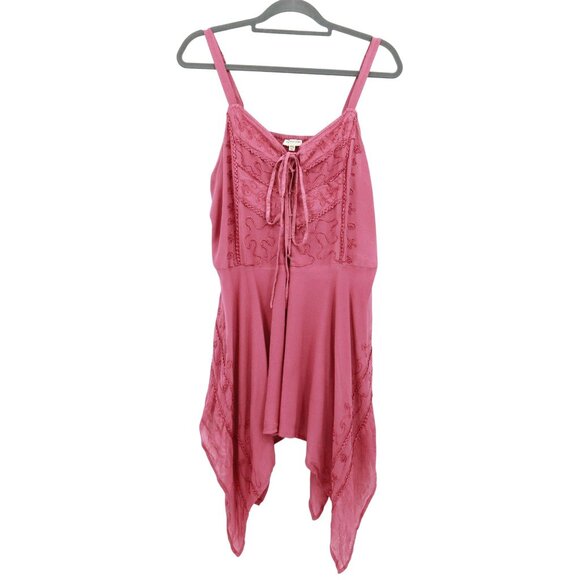 Earthbound Trading Co Embroidered Dress Womens XXL Mauve Boho Romantic Feminine - Picture 1 of 15